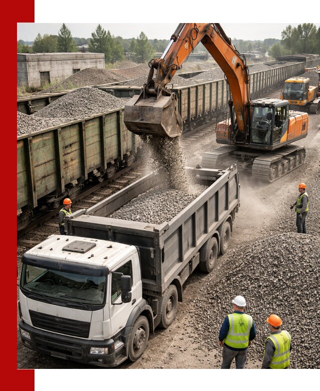 Железнодорожный щебень фракция 25–60 для поставок в Мирном