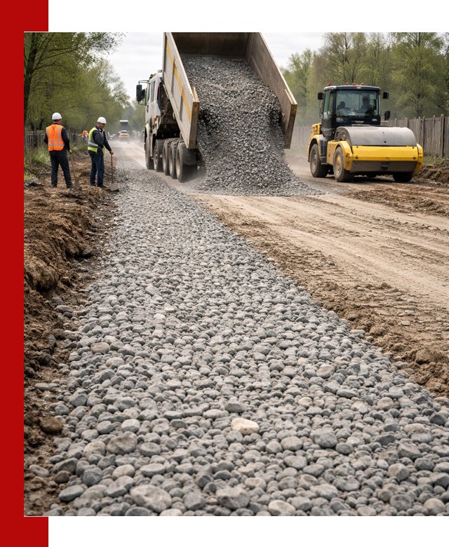 Доставка щебня для отсыпки дорог в Мирном высокого качества