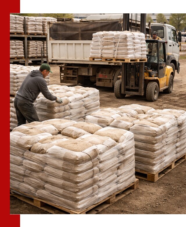 Карьерный песок в мешках с доставкой в Мирном