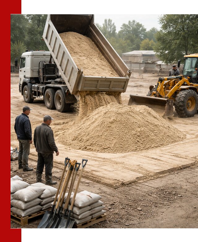 Доставка мытого песка в Мирном с самосвалами по выгодной цене