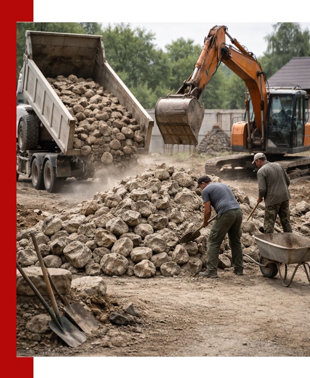 Доставка и разгрузка бутового камня в Мирном