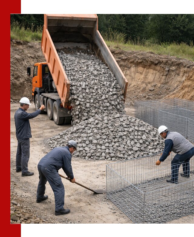 Камень для габионов с доставкой в Мирном быстро и надёжно