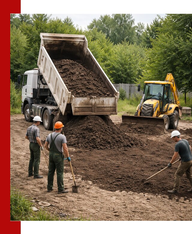 Доставка и укладка грунта для выравнивания участка в Мирном