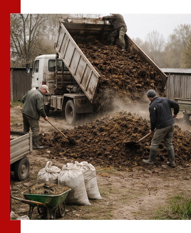 Доставка коровьего навоза самосвалом в Мирном