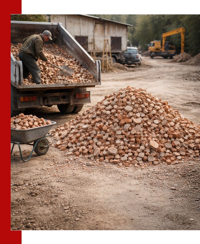 Доставка и подушка из боя кирпича с разгрузкой в Мирном