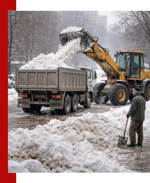 Вывоз снега грузовой техникой в Мирном оперативно и чисто